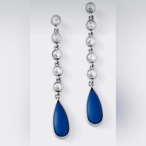 Lia Sophia “Cote D’Azure Oceane” Long Teardrop Shoulder Grazer Earrings Rhodium